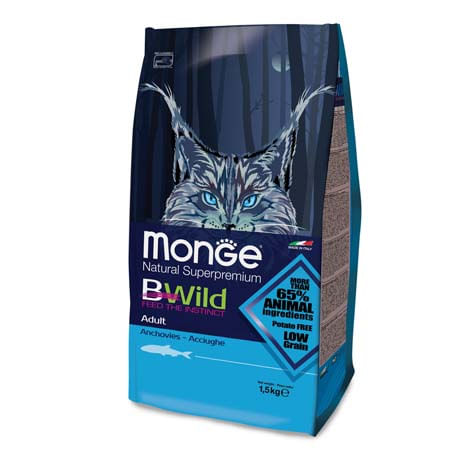 Monge Natural Superpremium Bwild Low Grain Cat Adult con Acciughe