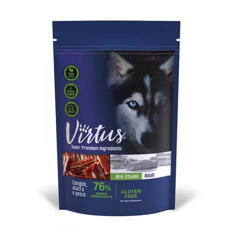 Virtus Dog Snack Mini Steaks Coniglio Anatra Pesce 100G