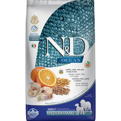 N&D Ocean Adult Medium Maxi Merluzzo e Arancia