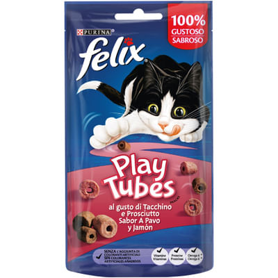 Felix Cat Playtubes Snack con Tacchino e Prosciutto