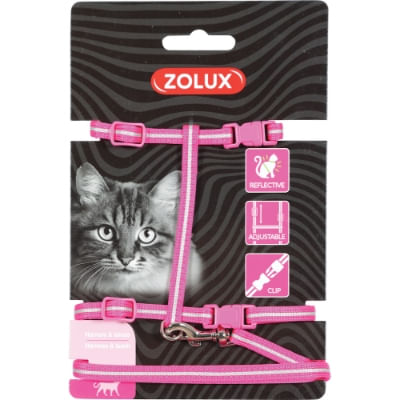 zolux-pettorina-guinzaglio-gatto-rosa