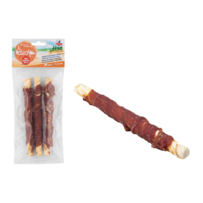 Kid Dog Stick masticabili di Pelle di Bufalo ricoperti di Anatra e Pollo cm  12 diam 8 mm per Cani 250 gr cod. 8596410046001