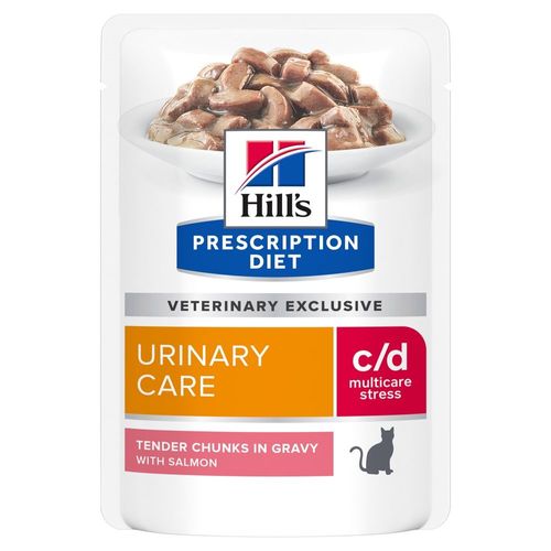 Hill's Prescription Diet c/d Urinary Care Multicare Stress Alimento Umido per Gatti con Salmone