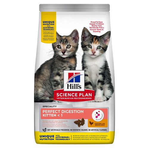 Hill's Science Plan Perfect Digestion Kitten Alimento Secco per Gattini al Pollo con Riso Integrale