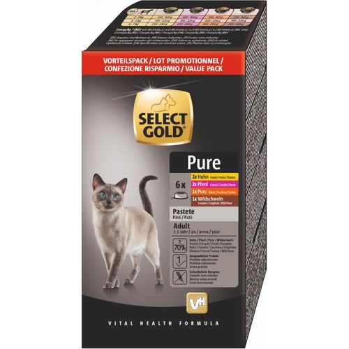 Select Gold Pure Cat Adult Vaschetta Multipack 6x85G