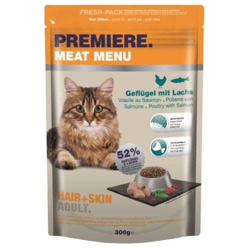 Premiere Meat Menu Hair & Skin per Gatto Adult con Pollame e Salmone