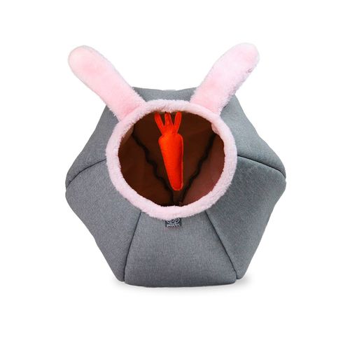 Cuccia per Gatti Cat Cave Bunny Pallagioco Grigia e Rosa