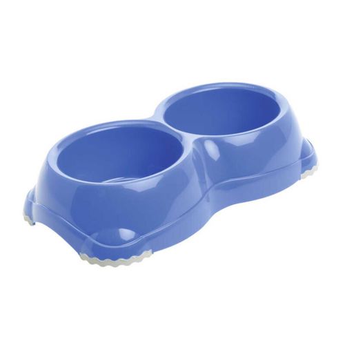 Fit and Fun Doppia Ciotola per Gatto in Plastica Blu