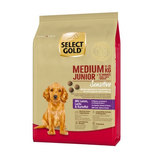 Select Gold Sensitive Medium Junior con Agnello Salmone Patate