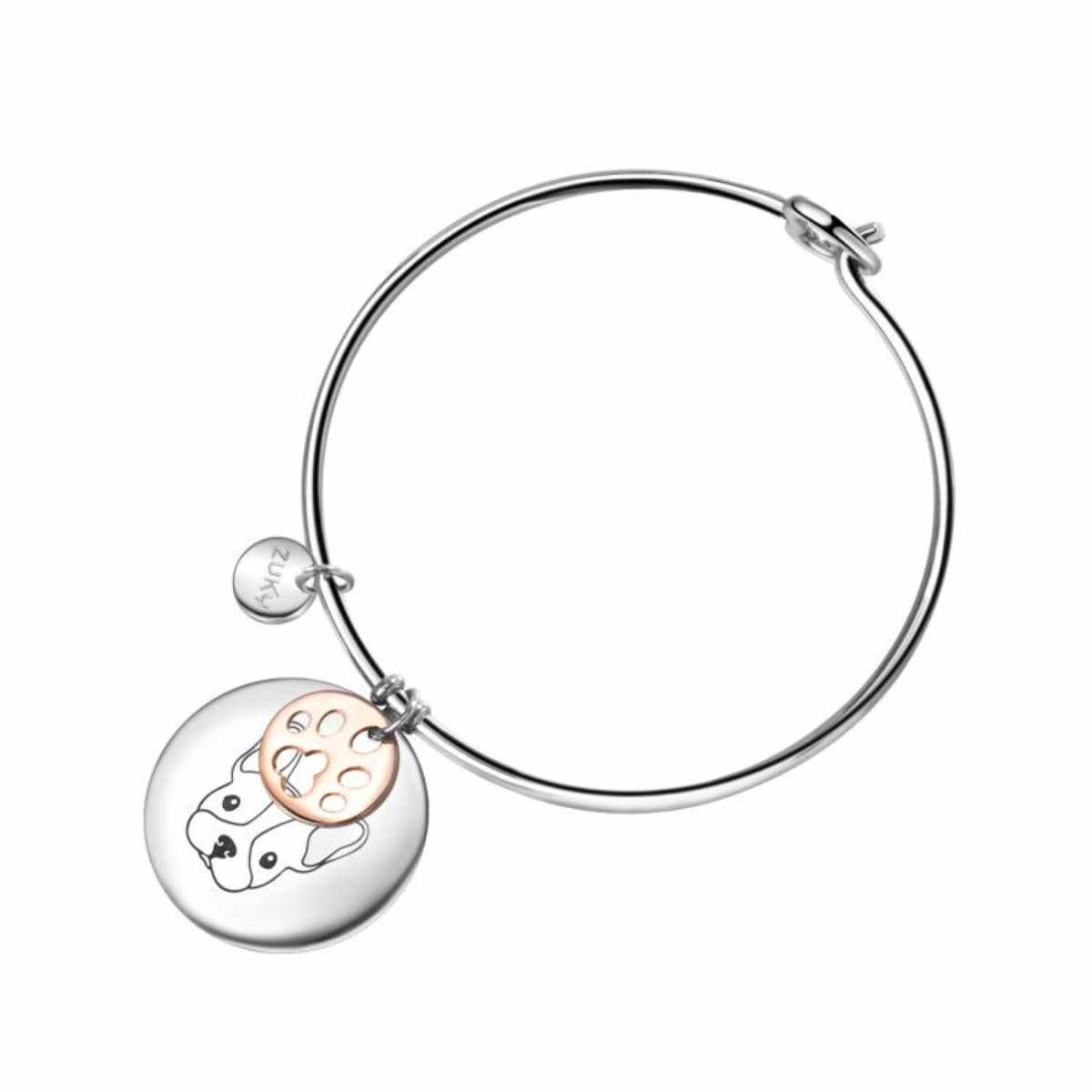 Zuky Bracciale Bangle con Cuore Smaltato Rosso Gatto