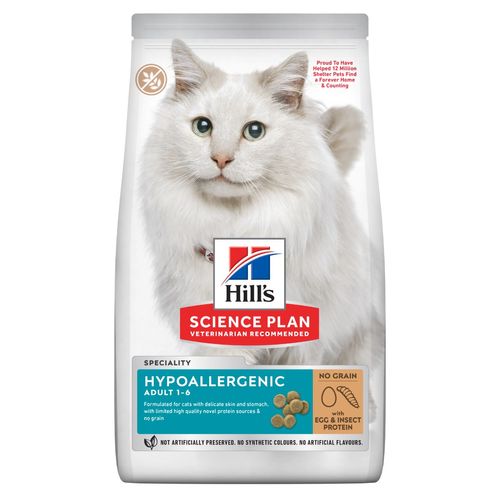 Hill's Science Plan Hypoallergenic Adult alimento secco per gatti con uova e proteine degli insetti