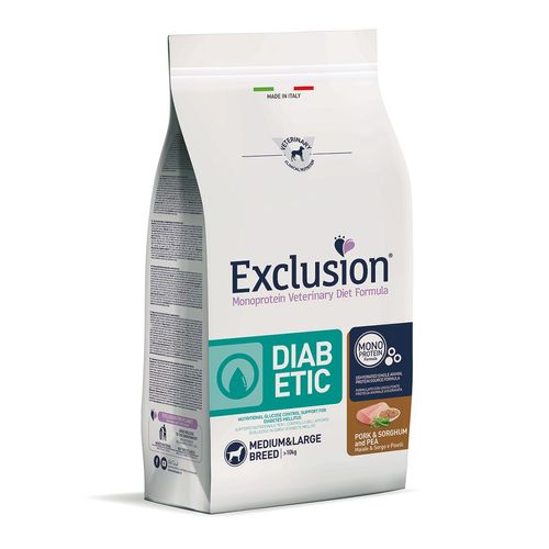 Exclusion Dog Diet Diabetic Medium&Large Maiale e Piselli