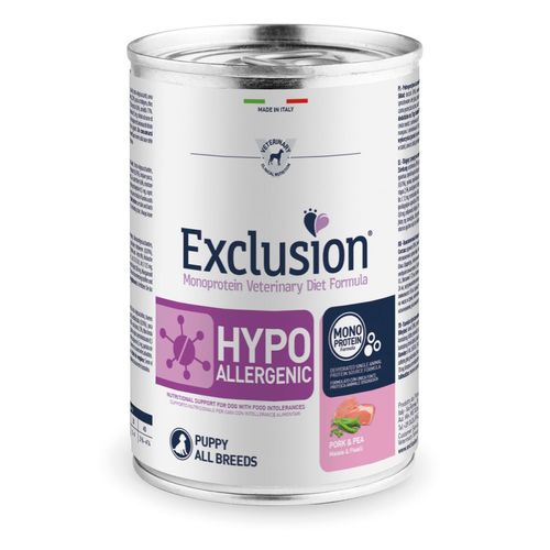 Exclusion Dog Puppy Diet Hypoallergenic Lattina 400g Maiale