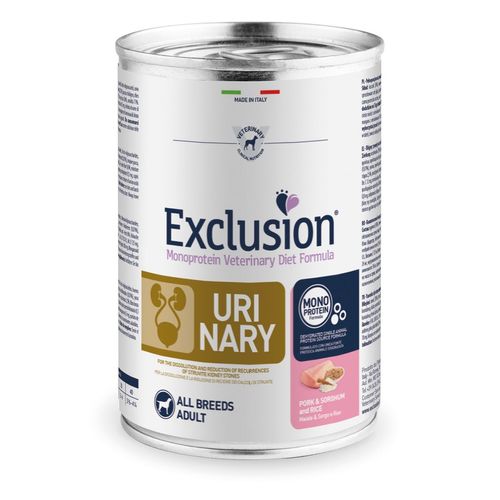 Exclusion Dog Diet Urinary Lattina 400g Maiale