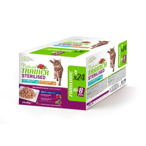 Natural Trainer Cat Sterilised Busta Multipack 24x85G