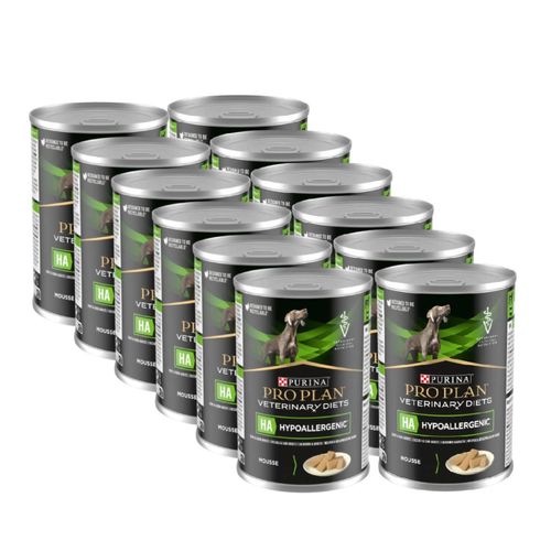 Kit Risparmio 12x400G Purina Pro Plan Veterinary Diets Dog Ha Hypoallergenic Mousse