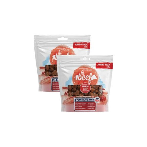 Kit Risparmio 2x500G Hi Beef Dog Snack Cuoricini
