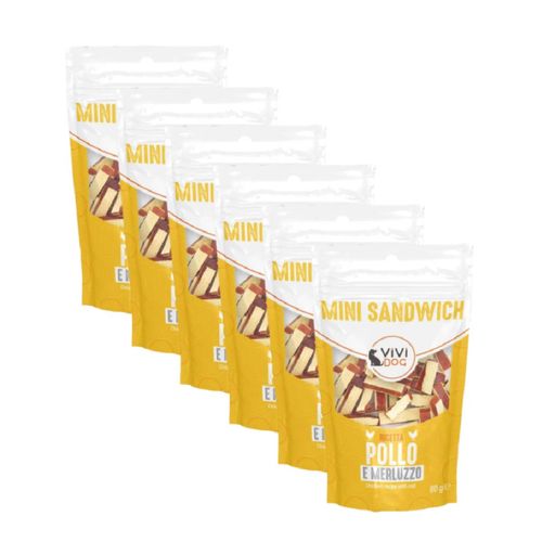 Kit Risparmio 6x80G ViVi Dog Snack Mini Sandwich