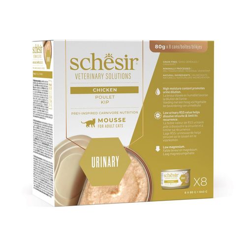 Schesir Veterinary Solutions Urinary Cat Mousse Lattina Multipack 8x80G