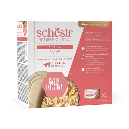 Schesir Veterinary Solutions Gastrointestinal Cat Fillets Lattina Multipack 8x80G