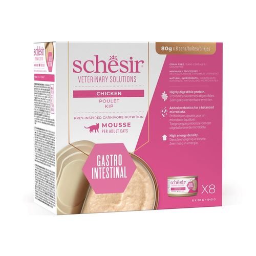 Schesir Veterinary Solutions Gastrointestinal Cat Mousse Lattina Multipack 8x80G