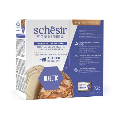 Schesir Veterinary Solutions Diabetic Cat Flaked Lattina Multipack 8x80G