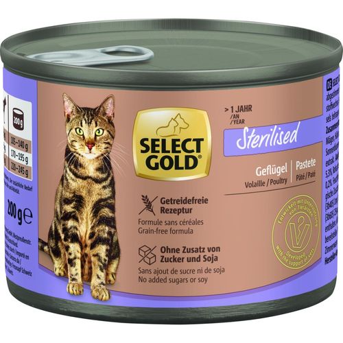 Select Gold Cat Sterilised Lattina Multipack 6x200G