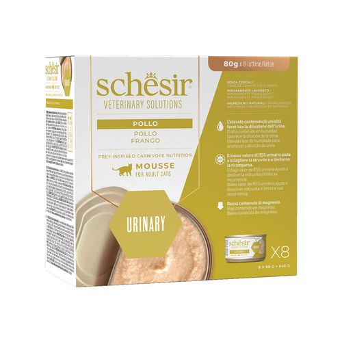 Schesir Veterinary Solutions Urinary Cat Mousse Lattina Multipack 8x80G