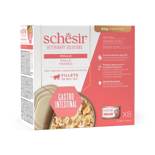 Schesir Veterinary Solutions Gastrointestinal Cat Fillets Lattina Multipack 8x80G