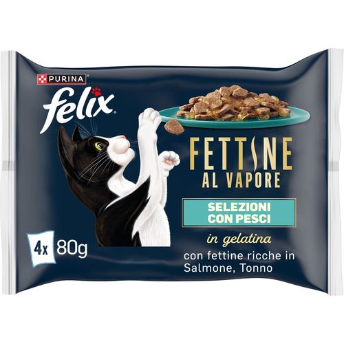 Felix Fettine al Vapore Umido Gatto con Salmone e Tonno 4x80G