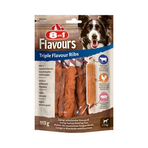 8 in 1 Dog Snack Triple Flavour Ribs