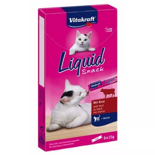 Vitakraft Cat Liquid Snack Manzo con Inulina 6x15G