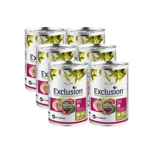 Kit Risparmio 6x400G Exclusion Dog Mediterraneo Monoprotein Adult Lattina
