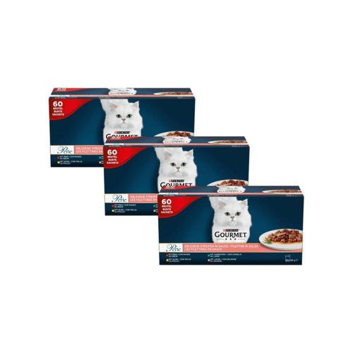 Gourmet Perle Filettini in Salsa Cat Busta Mix Carne e Pesce