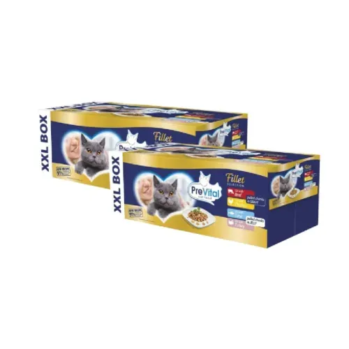 PreVital Cat Busta Multipack Sfilaccetti Mix Carne e Pesce