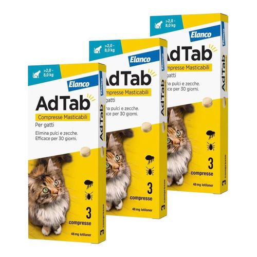 AdTab Compresse Masticabili Gatto 2-8kg 48 MG