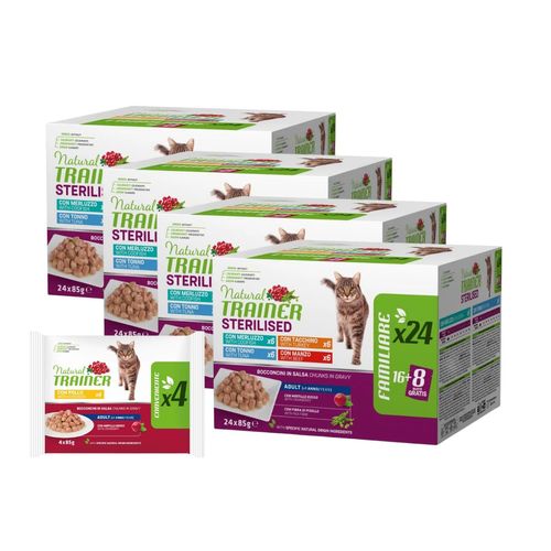 Kit Multigusto 96x85g Natural Trainer Sterilised + 4x85g incluso