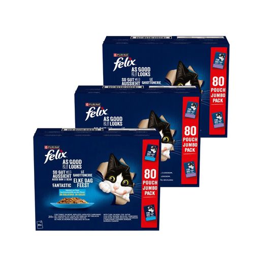Set Prova Multigusto 80x85G e 160x85G Felix Cat Le Ghiottonerie Pesce e Mix