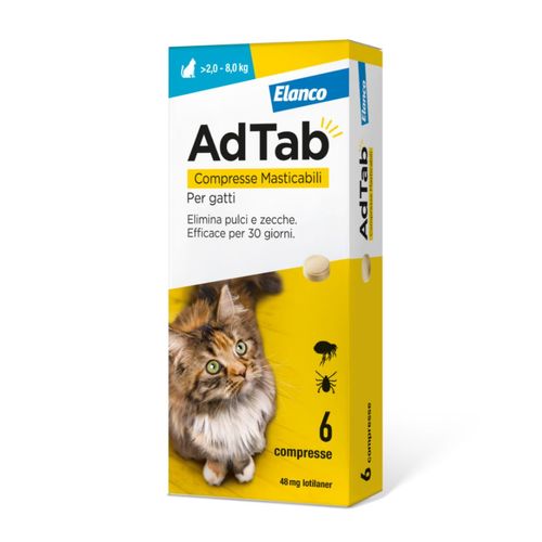 AdTab Compresse Masticabili Gatto 2-8kg 48 MG