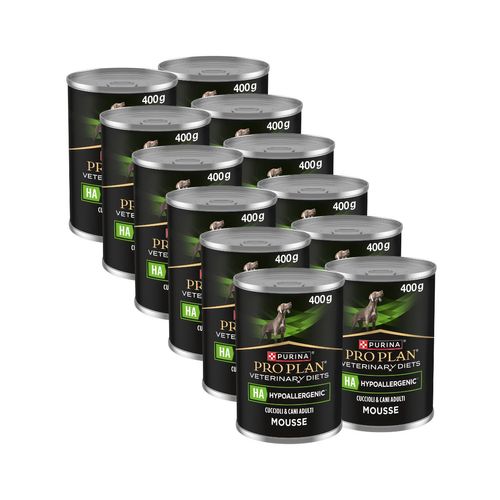 Kit Risparmio 12x400G Purina Pro Plan Veterinary Diets Dog Ha Hypoallergenic Mousse
